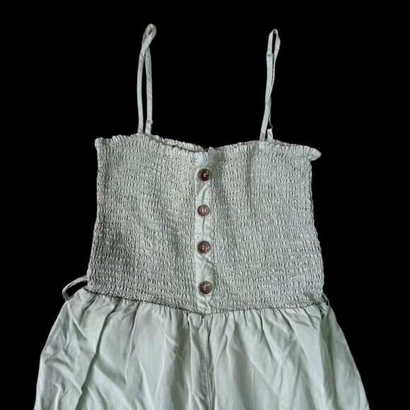 (NWOT) Love Tree Sage Green Smocked Culotte Jumpsuit | Size Small - Picture 2 of 4